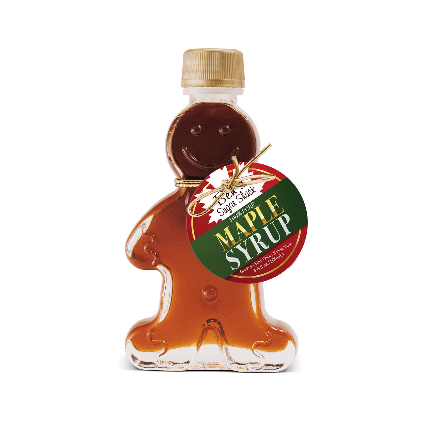 Pure Maple Syrup in Gingerbread Man Glass Bottle (Various Sizes)