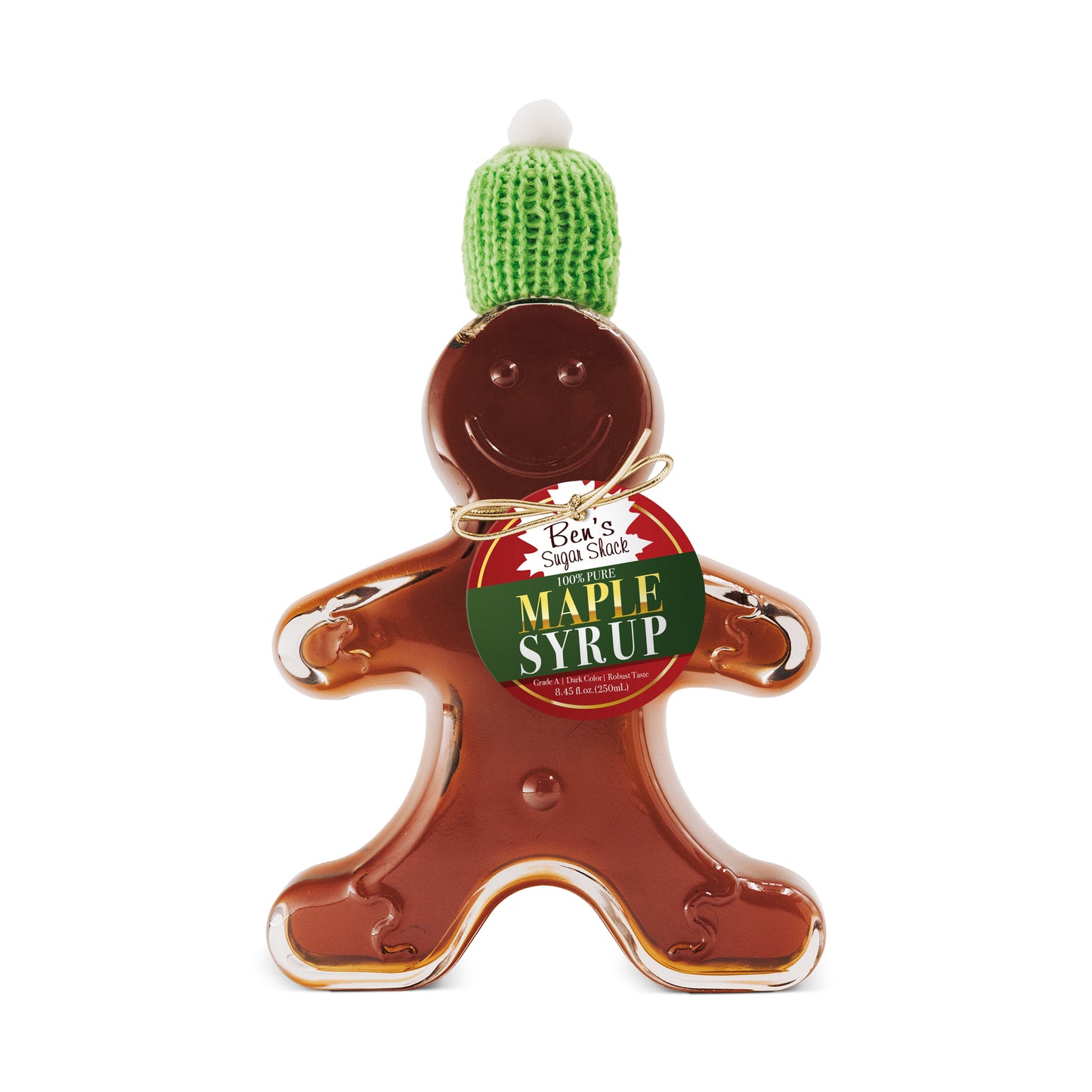 Pure Maple Syrup in Gingerbread Man Glass Bottle (Various Sizes)