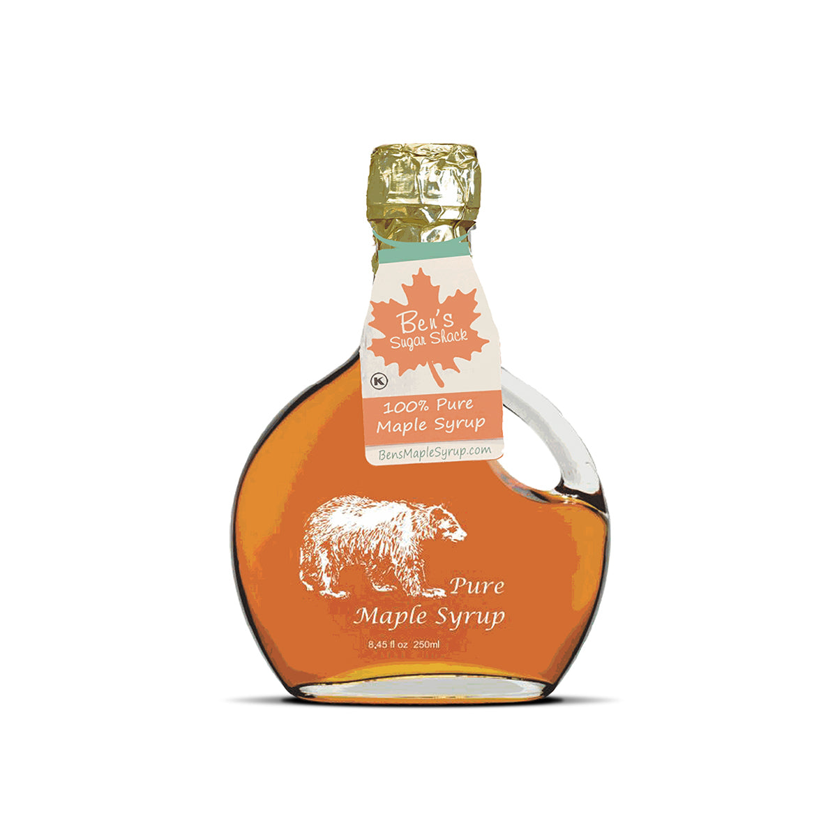 8.45 oz. Glass Bear Basque Pure Maple Syrup